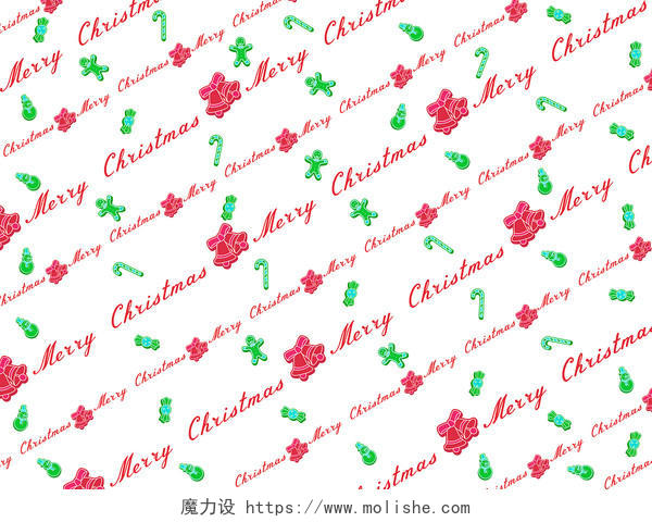 红绿色圣诞快乐圣诞铃铛糖果姜饼人雪人psd素材圣诞节底纹